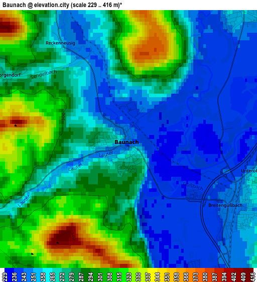 Baunach elevation map