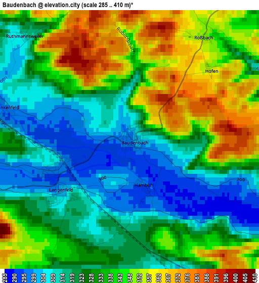 Baudenbach elevation map