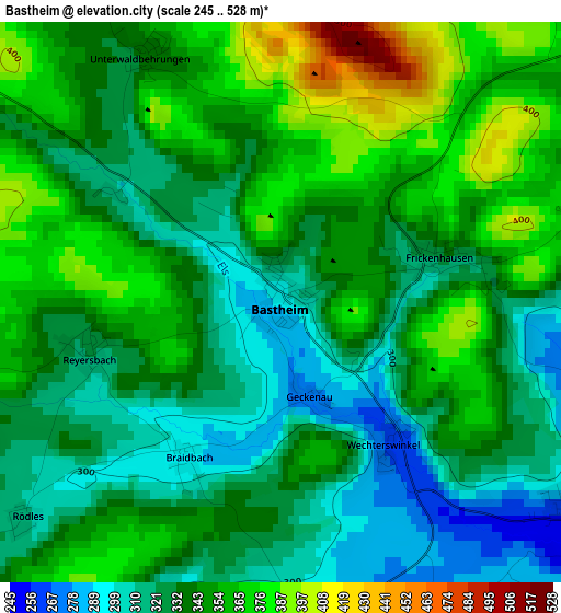 Bastheim elevation map