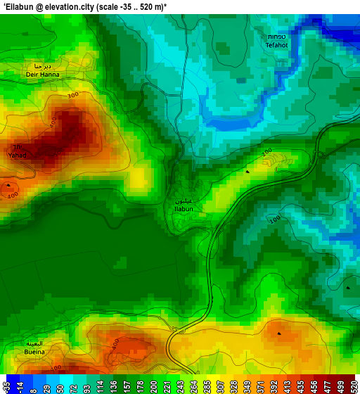 ‘Eilabun elevation map