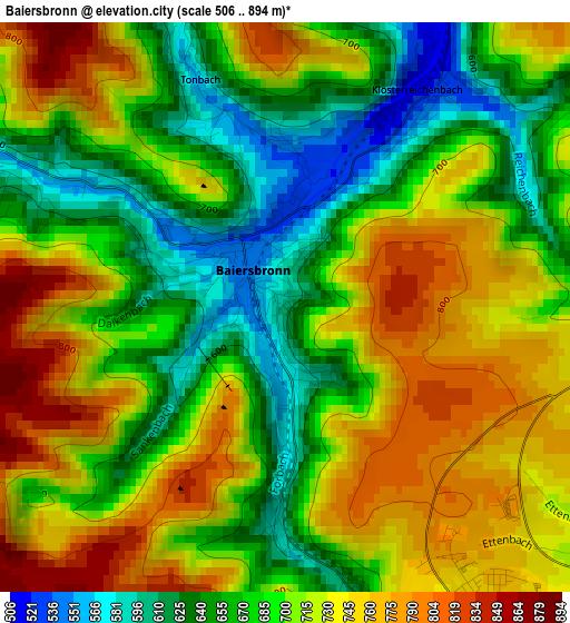 Baiersbronn elevation map