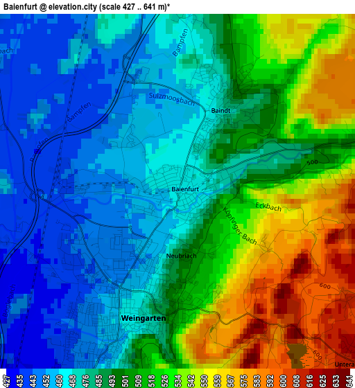 Baienfurt elevation map