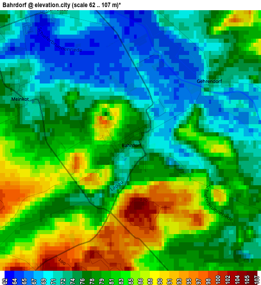 Bahrdorf elevation map