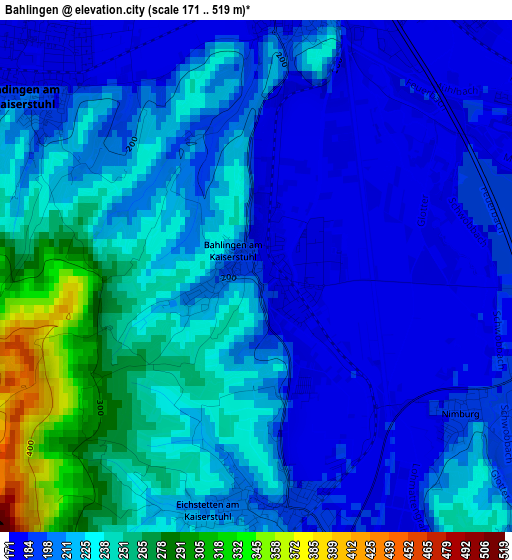 Bahlingen elevation map