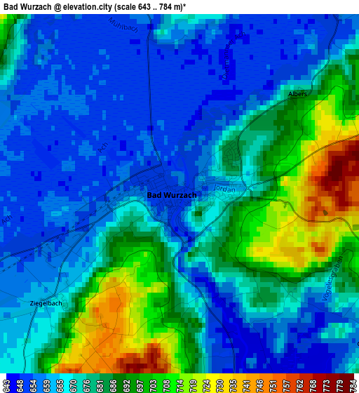 Bad Wurzach elevation map