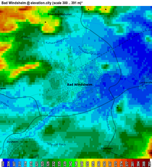 Bad Windsheim elevation map