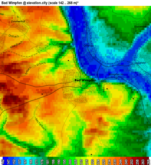 Bad Wimpfen elevation map