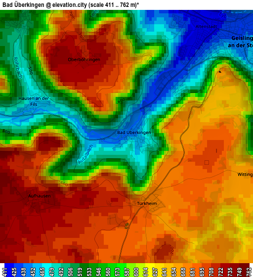 Bad Überkingen elevation map