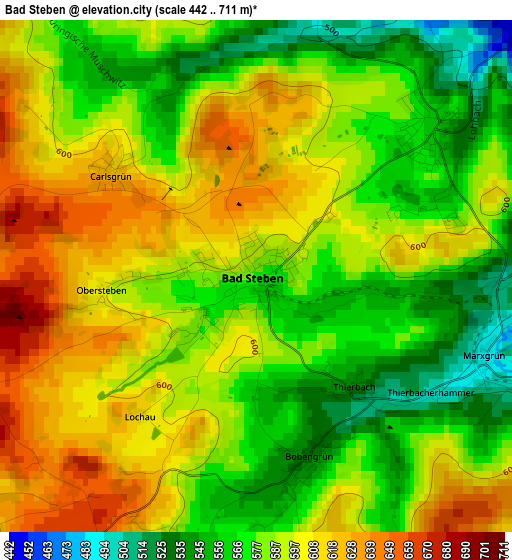 Bad Steben elevation map