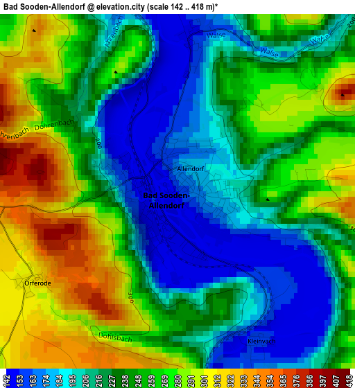 Bad Sooden-Allendorf elevation map