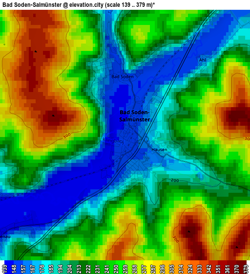 Bad Soden-Salmünster elevation map