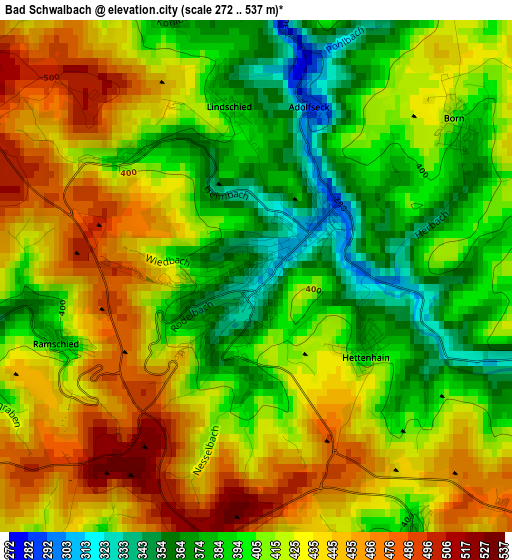 Bad Schwalbach elevation map