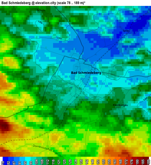 Bad Schmiedeberg elevation map