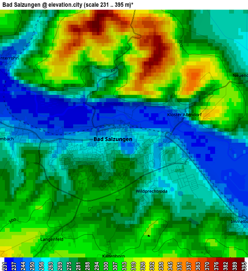 Bad Salzungen elevation map