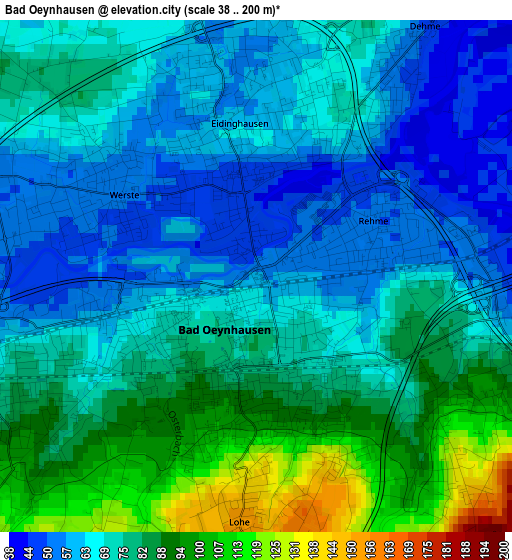 Bad Oeynhausen elevation map