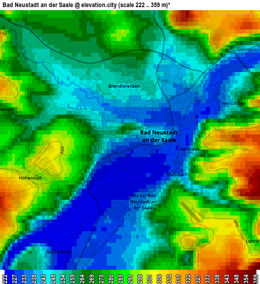 Bad Neustadt an der Saale elevation map