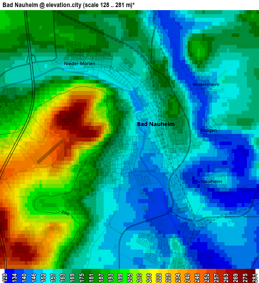 Bad Nauheim elevation map