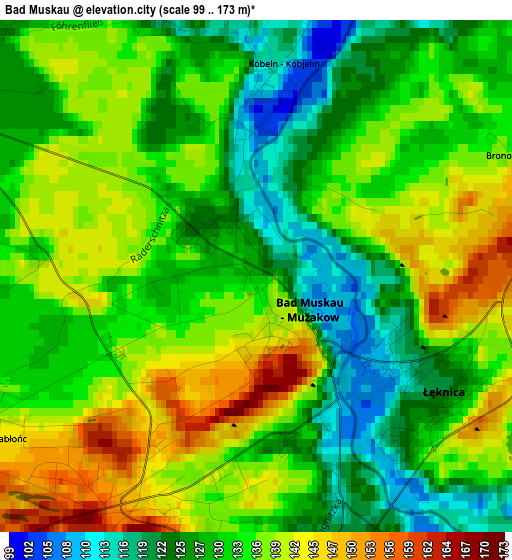 Bad Muskau elevation map