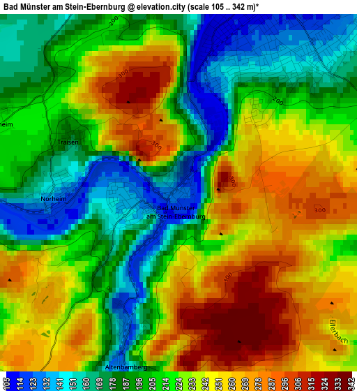 Bad Münster am Stein-Ebernburg elevation map