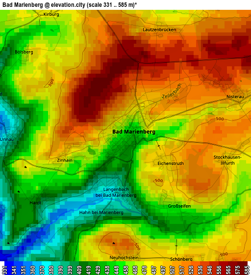 Bad Marienberg elevation map