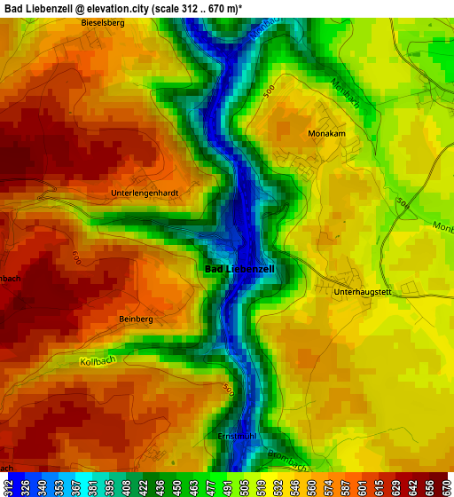 Bad Liebenzell elevation map