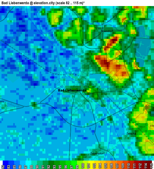Bad Liebenwerda elevation map