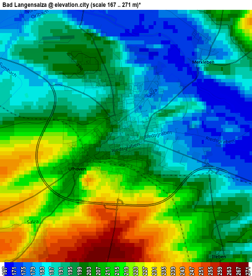 Bad Langensalza elevation map