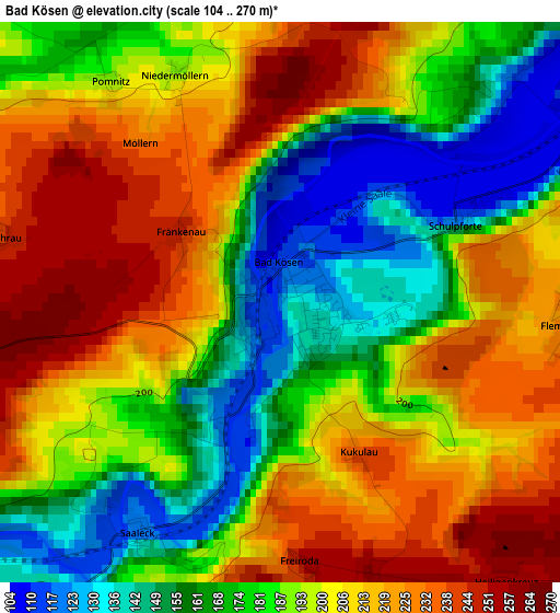 Bad Kösen elevation map