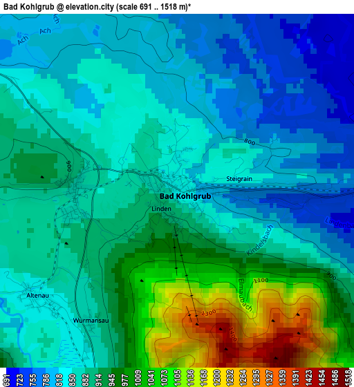 Bad Kohlgrub elevation map