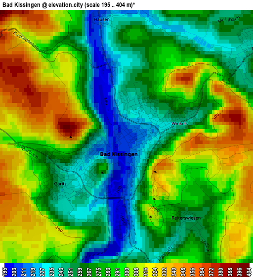 Bad Kissingen elevation map