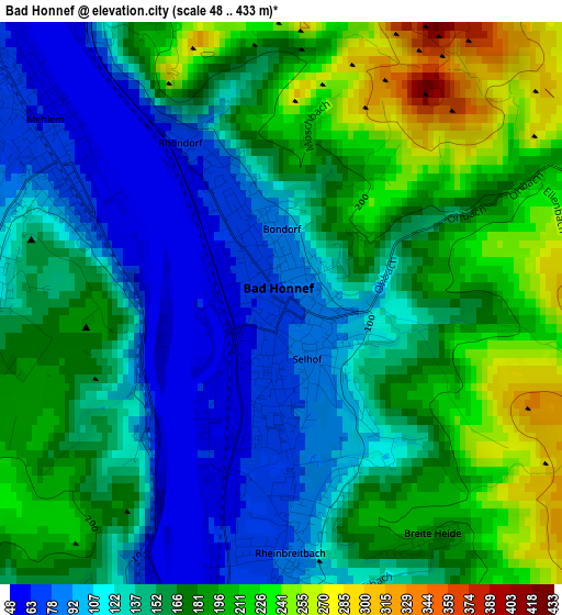 Bad Honnef elevation map