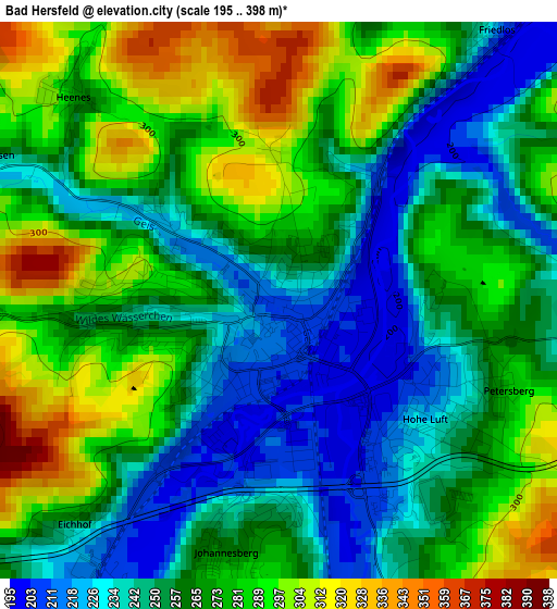 Bad Hersfeld elevation map