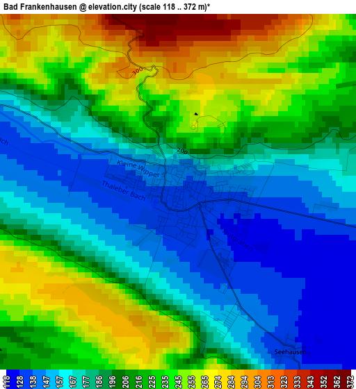 Bad Frankenhausen elevation map