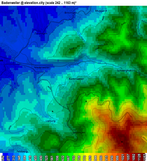 Badenweiler elevation map