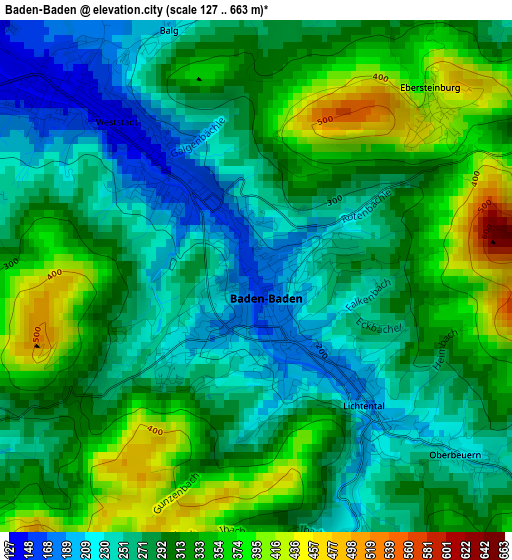 Baden-Baden elevation map