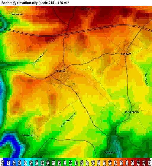 Badem elevation map