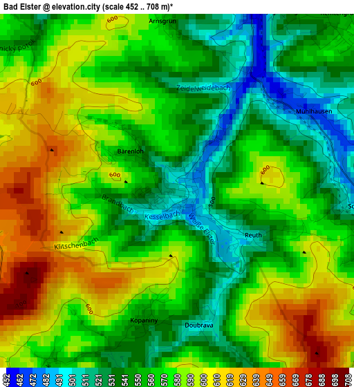 Bad Elster elevation map