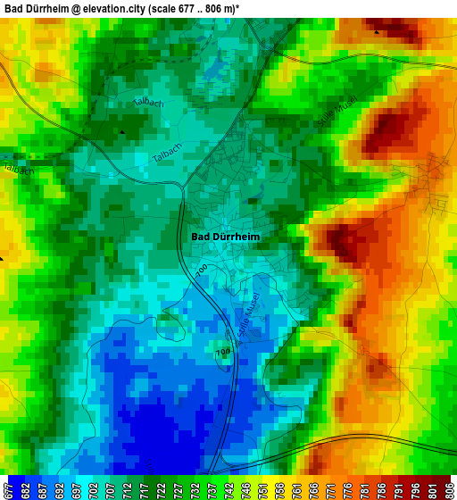 Bad Dürrheim elevation map