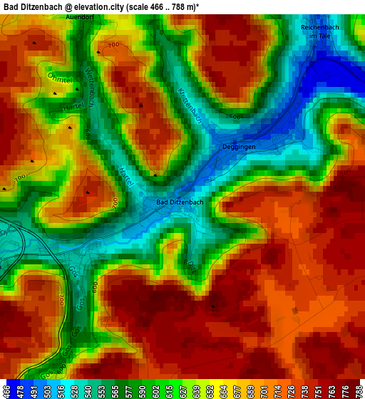 Bad Ditzenbach elevation map