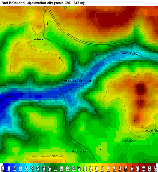 Bad Brückenau elevation map