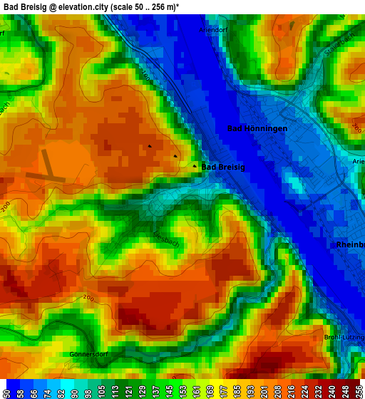 Bad Breisig elevation map