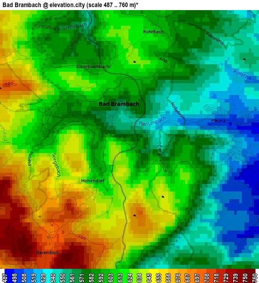 Bad Brambach elevation map