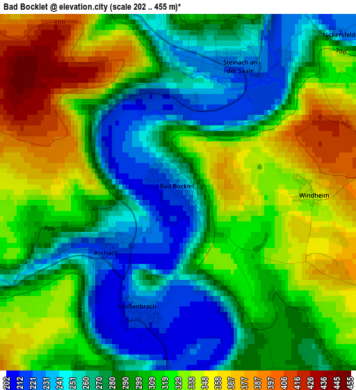 Bad Bocklet elevation map