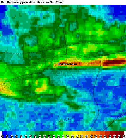 Bad Bentheim elevation map