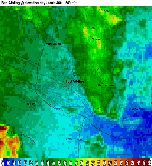 Bad Aibling elevation map