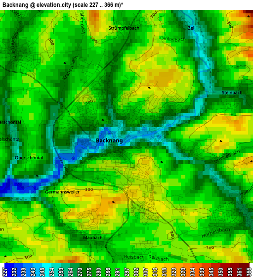 Backnang elevation map