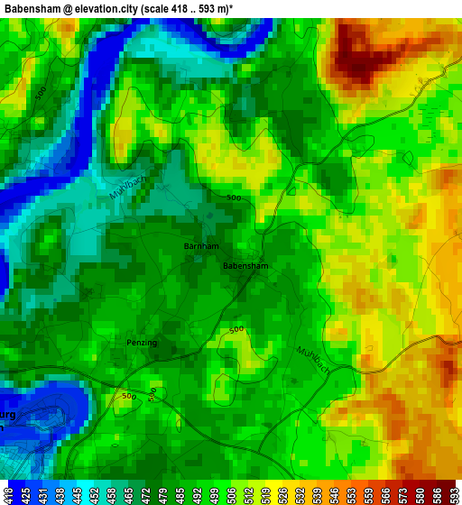 Babensham elevation map