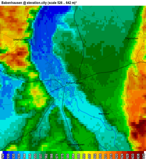 Babenhausen elevation map