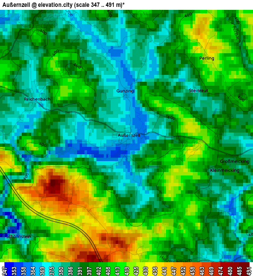 Außernzell elevation map