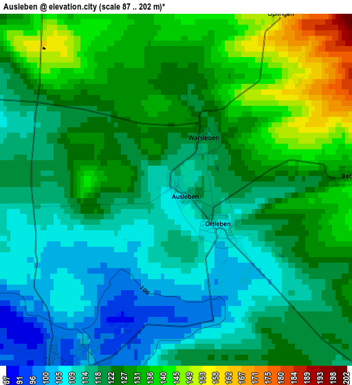 Ausleben elevation map
